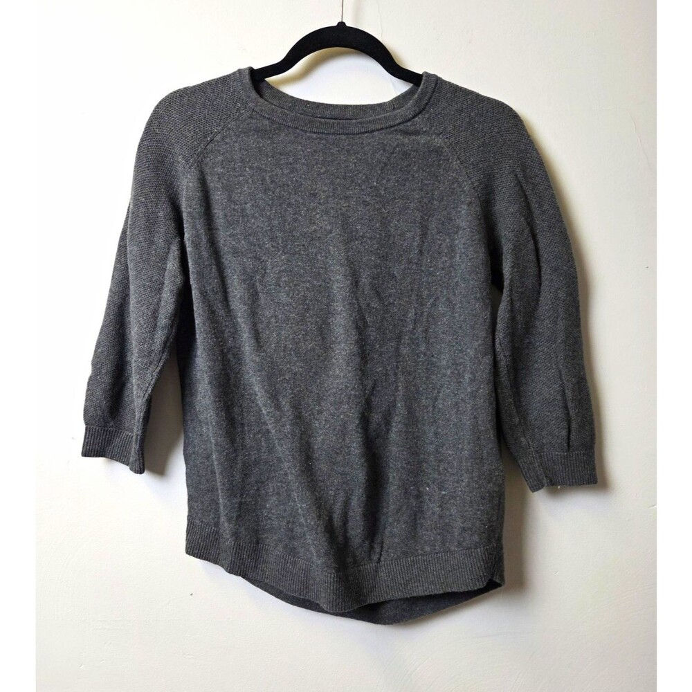 Banana Republic Womens Gray Knit Crewneck Raglan Pullover Sweater 3/4 S